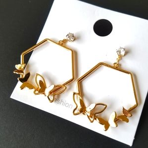 Gold tone Butterfly drop earring…